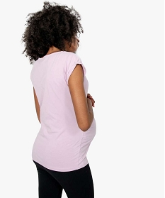 tee-shirt de grossesse en coton bio avec revers au manches violet t-shirts manches courtes8907401_3