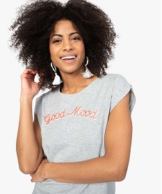 tee-shirt femme coupe large avec inscription gris t-shirts manches courtes8907801_2