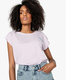 tee-shirt femme coupe large avec inscription violet t-shirts manches courtes8908001_1