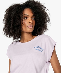 tee-shirt femme coupe large avec inscription violet t-shirts manches courtes8908001_2