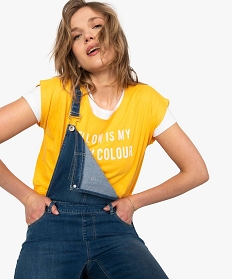 tee-shirt femme coupe large avec inscription jaune8908101_1