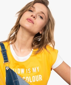 tee-shirt femme coupe large avec inscription jaune8908101_2