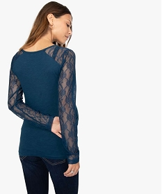 tee-shirt de grossesse a manches longues en dentelle en coton bio bleu8913901_3
