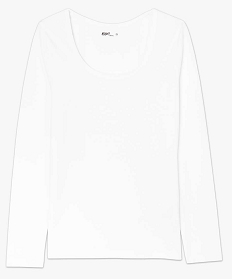 tee-shirt femme a manches longues contenant du coton bio blanc8914801_4