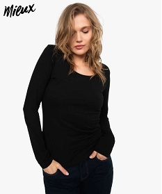 tee-shirt femme a manches longues en coton bio noir8914901_1
