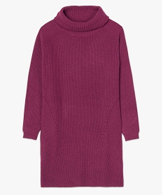 robe pull femme a grand col montant rose8921401_4