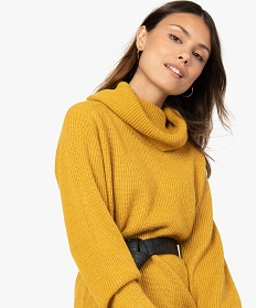 robe pull femme a grand col montant jaune8921601_2