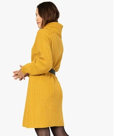 robe pull femme a grand col montant jaune8921601_3