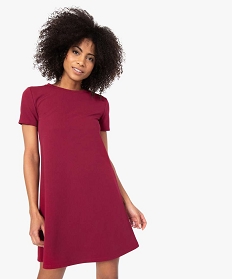 robe femme coupe trapeze a manches courtes rouge8921801_1