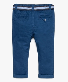 pantalon bebe garcon chino a revers avec ceinture tissee rayee bleu8924801_2