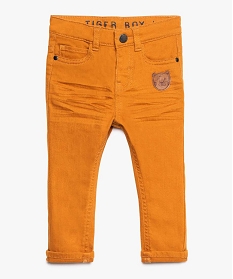 pantalon bebe garcon en toile coupe slim avec revers cousus orange8925001_1