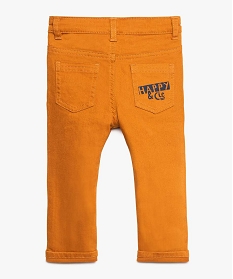 pantalon bebe garcon en toile coupe slim avec revers cousus orange8925001_2