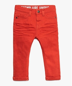 pantalon bebe garcon coupe slim en toile unie orange8925201_1