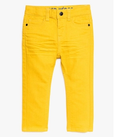 pantalon bebe garcon coupe slim en toile unie jaune pantalons8925301_1