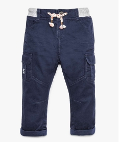 pantalon coupe cargo double avec taille elastique bebe garcon bleu pantalons8925601_1