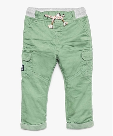 pantalon coupe cargo double avec taille elastique bebe garcon vert pantalons8925701_1