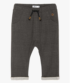 pantalon bebe garcon double a carreaux et taille elastique gris8926501_1