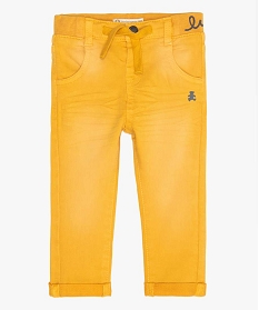 pantalon bebe garcon en toile extensible - lulu castagnette jaune pantalons8926601_1