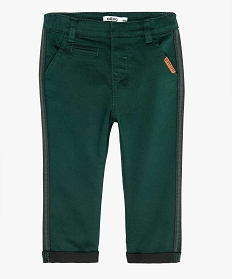 pantalon bebe garcon en coton stretch avec bandes laterales vert pantalons8926701_1