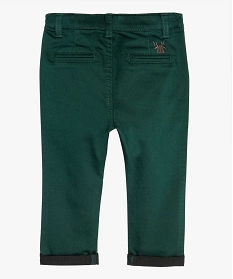 pantalon bebe garcon en coton stretch avec bandes laterales vert pantalons8926701_2