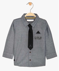 chemise bebe garcon avec cravate a scratch - lulu castagnette bleu8927601_1