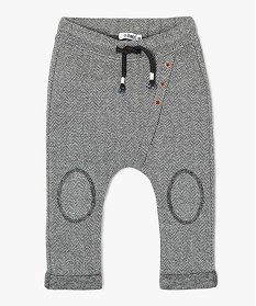 pantalon bebe garcon a taille elastique et motif chevrons gris8928101_1
