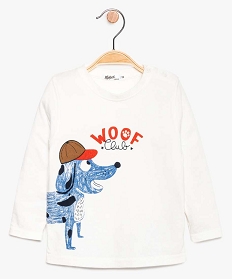 tee-shirt bebe garcon en coton bio avec motif animal blanc tee-shirts manches longues8935901_1