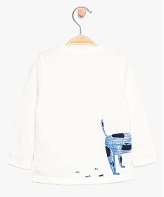 tee-shirt bebe garcon en coton bio avec motif animal blanc tee-shirts manches longues8935901_2