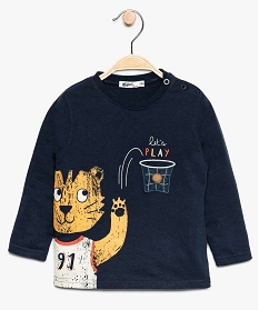 tee-shirt bebe garcon en coton bio avec motif animal bleu8936001_1