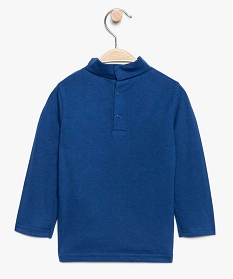 tee-shirt bebe garcon en coton bio manches longues et col roule bleu8936601_2