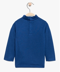 tee-shirt bebe garcon en coton bio manches longues et col roule bleu8936601_4