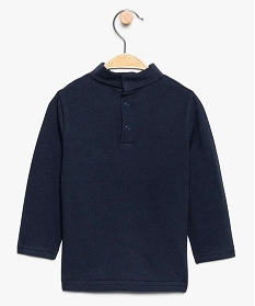 tee-shirt bebe garcon en coton bio manches longues et col roule bleu8936701_2
