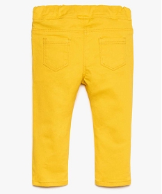 pantalon bebe fille avec taille elastique reglable et petit nœud en coton bio jaune pantalons8940801_2