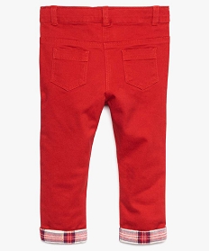 pantalon bebe fille slim avec revers tartan rouge pantalons8941401_2