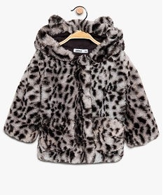manteau bebe fille poilu a motif leopard gris8941901_1