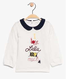 tee-shirt bebe fille a col claudine - lulu castagnette blanc tee-shirts manches longues8947401_1