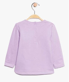 tee-shirt bebe fille imprime a base arrondie en coton bio violet tee-shirts manches longues8947501_2