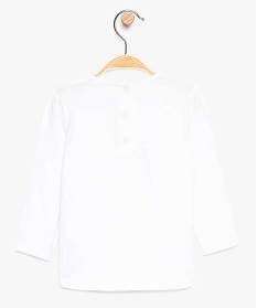 tee-shirt bebe fille imprime a base arrondie en coton bio blanc tee-shirts manches longues8947601_2