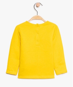 tee-shirt bebe fille a epaules froncees et poche poitrine jaune tee-shirts manches longues8947701_2