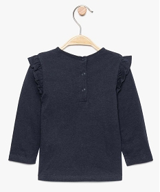 tee-shirt bebe fille imprime a epaules volantees en coton bio bleu tee-shirts manches longues8948301_2