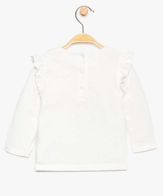 tee-shirt bebe fille imprime a epaules volantees en coton bio blanc8948501_2