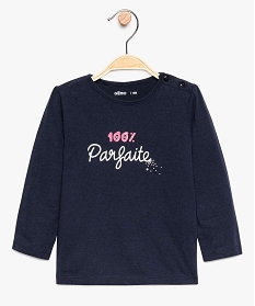 tee-shirt bebe fille manches longues avec motifs et inscriptions bleu8948801_1
