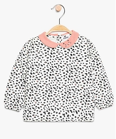 tee-shirt bebe fille avec motifs leopard et col claudine multicolore8949101_1
