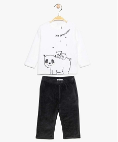 pyjama bebe 2 pieces en velours motif panda blanc8951101_1
