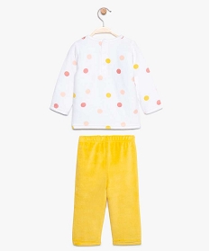 pyjama bebe 2 pieces en velours avec haut a pois et bas uni jaune8951201_2