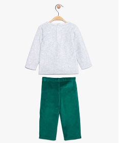 pyjama bebe garcon en velours avec broderie sur lavant vert8951301_2
