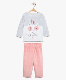 pyjama bebe fille en velours motif chouette brode rose8951501_1
