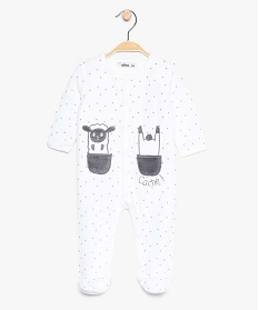 pyjama bebe en velours fermeture devant motifs etoiles blanc8951901_1