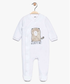 pyjama bebe en velours croise devant avec motif animal blanc8952101_1