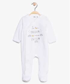 pyjama bebe en velours avec fermeture sur le cote blanc8952201_1